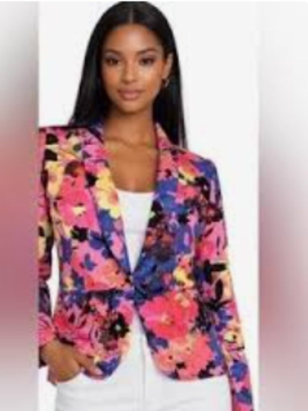 LOFT Floral Vibrant Peplum Blazer size Small